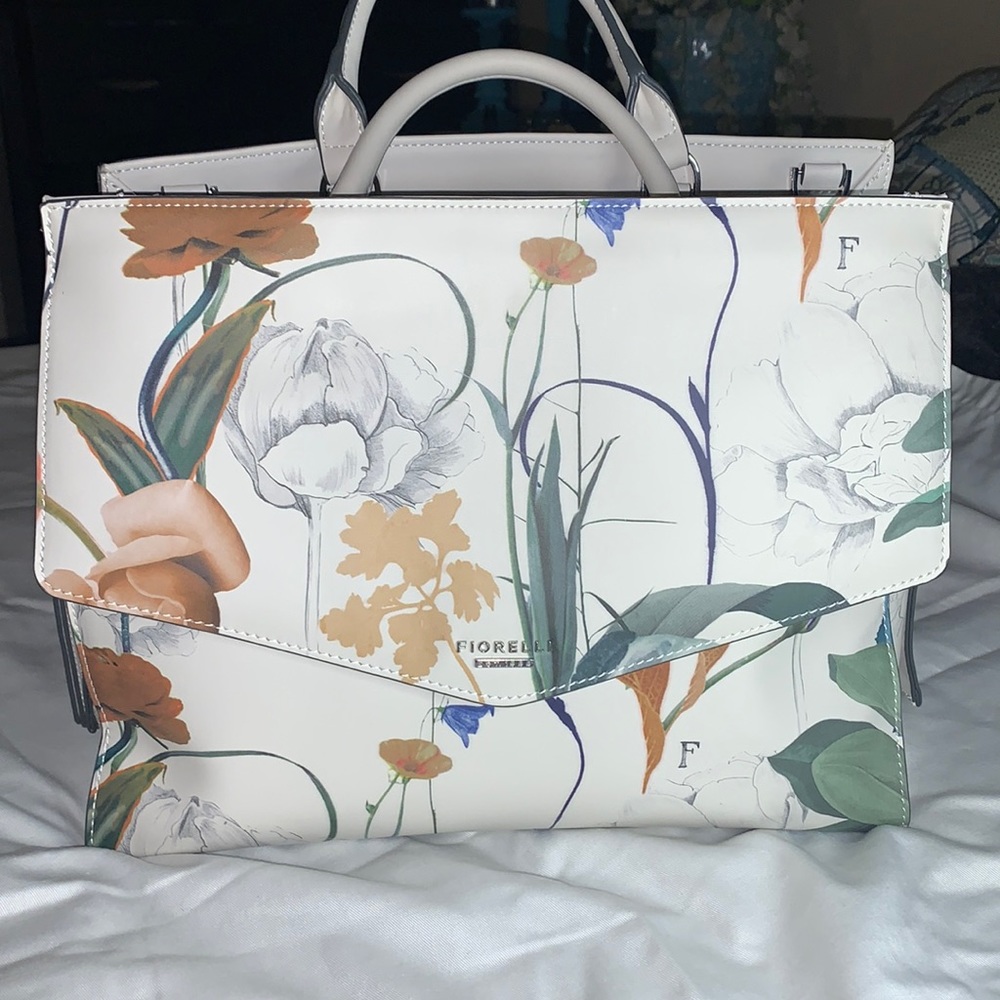 FIORELLI Botanical Print Vegan Leather Large Shoulder/Crossbody Purse Bag NWT